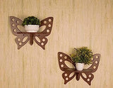 Raytrees Wooden Butterfly Design Wall Shelves For Room Décor- Set of 2