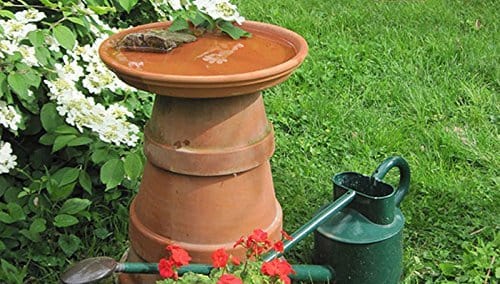 Om Craft Villa Terracotta Round Bird Bath (Earth Brown)