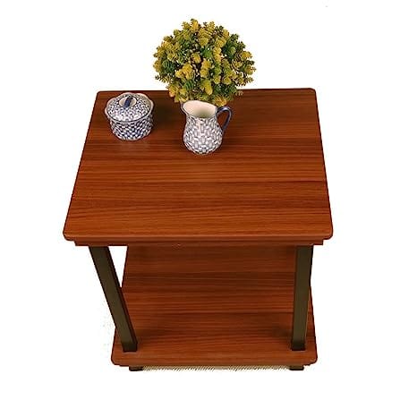 Raytrees Metal Wooden Table- Brown Colour