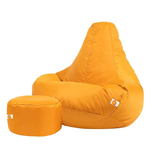 Kushuvi Faux Leather Bean Bag With Beans & Footrest