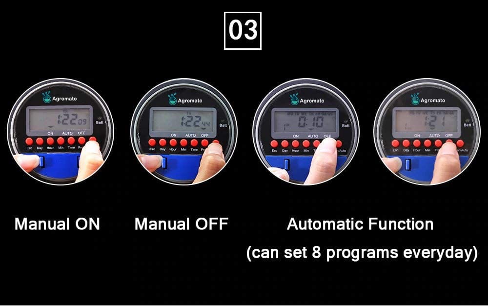 Aqualin Automatic Ball Valve Drip Irrigation Timer With LCD Display and Rain Sensor Port (Batteries Included)