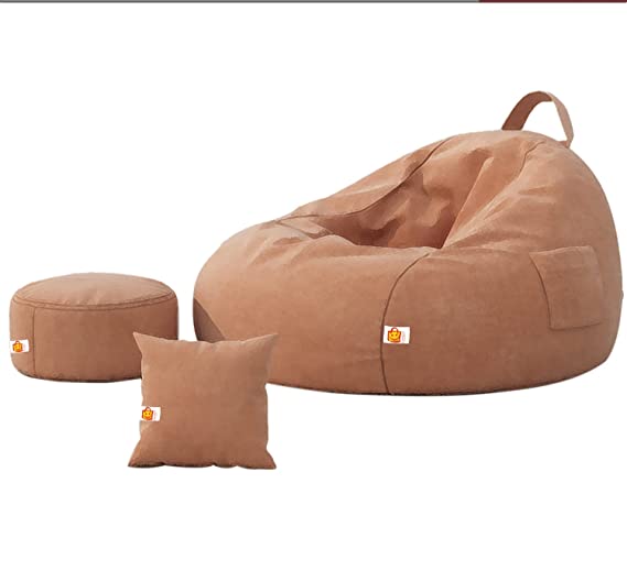 Kushuvi Faux Leather Bean Bag Chair, Cushion & Puff Stool (With Beans)