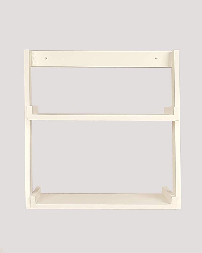 Lycka Birch Wood Wall Mounted 2 Tier Ladder Shelf