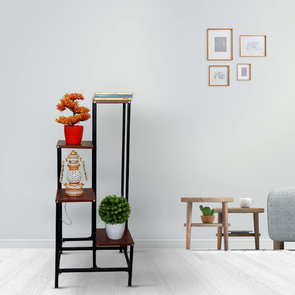 Akura 4 Tier Metal Planter Stand (Wooden Finish)