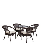 Dreamline Outdoor Furniture Garden Patio Seating Set - 4 Chairs And Table Set (Dark Brown)