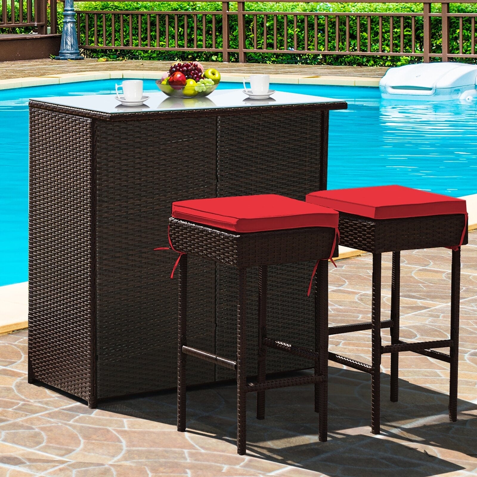 Dreamline Outdoor Bar Sets/Garden Patio Bar Sets 1+2 2 Chairs And Table Set (Balcony Bar, Dark Brown)