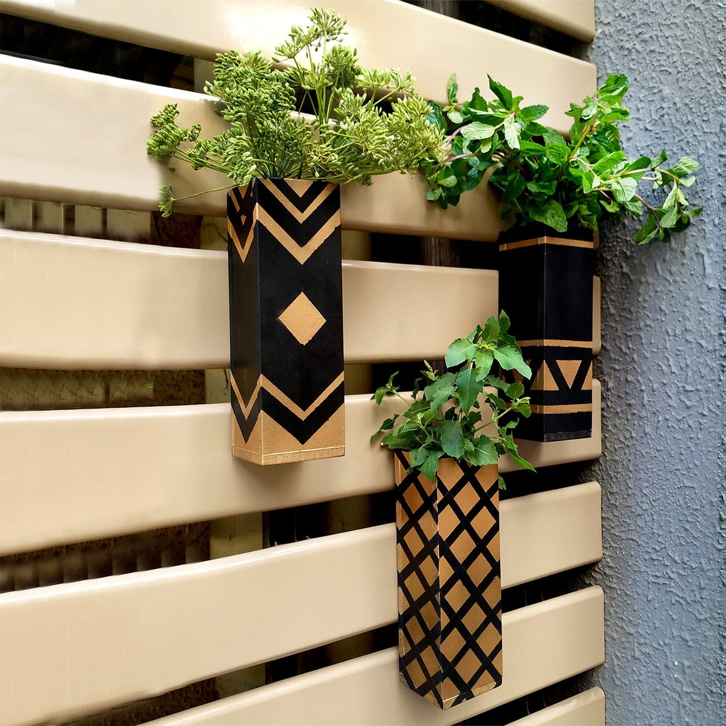 Set of 3 Tribal Print Magnetic Hydroponic Planter