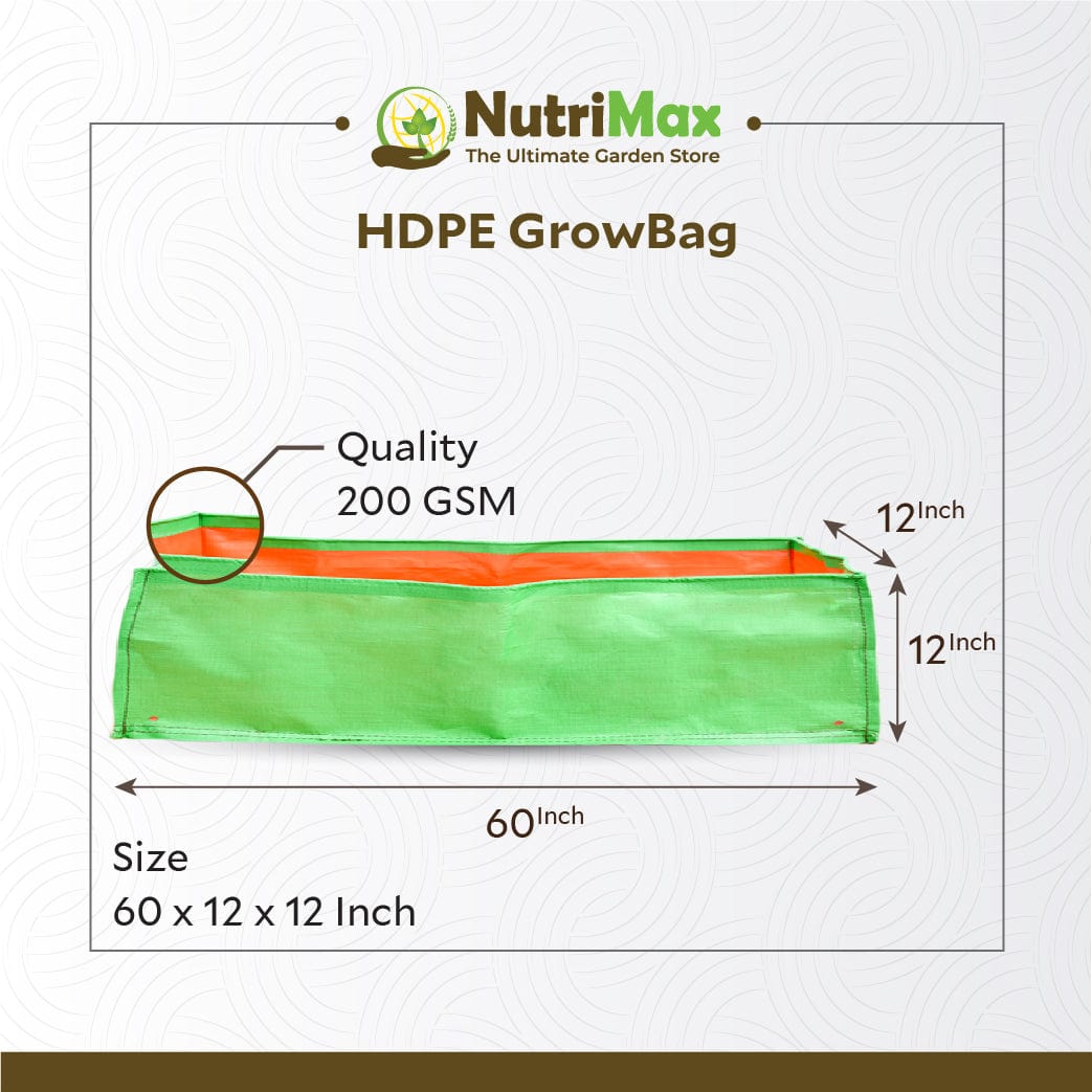 Nutrimax 200 GSM HDPE Grow Bags 60 x 12 x 12 inch Outdoor Plant Bag