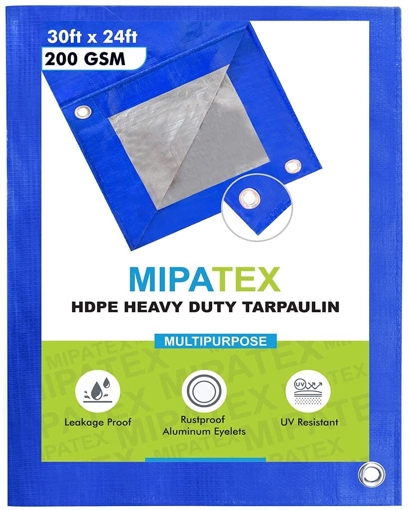 Mipatex Tarapaulin Sheet (3 Feet, 200 GSM, Blue/Silver)