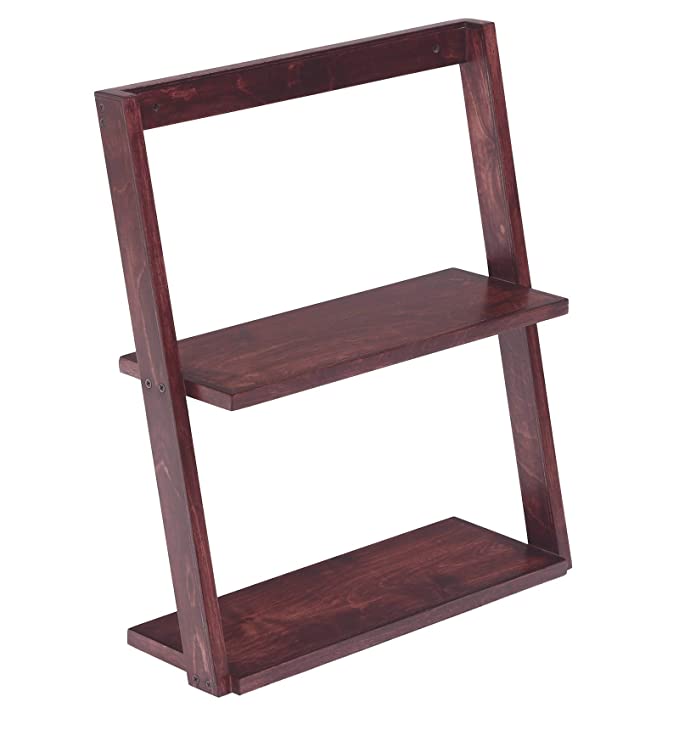 Lycka Birch Wood Wall Mounted 2 Tier Ladder Shelf