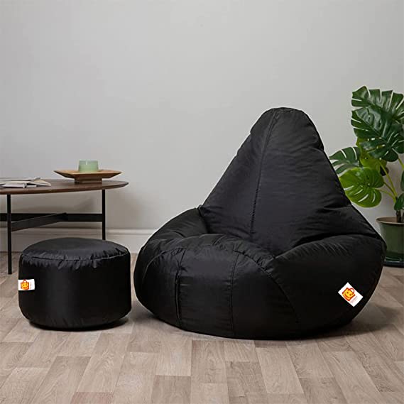 Kushuvi Faux Leather Bean Bag With Beans & Footrest