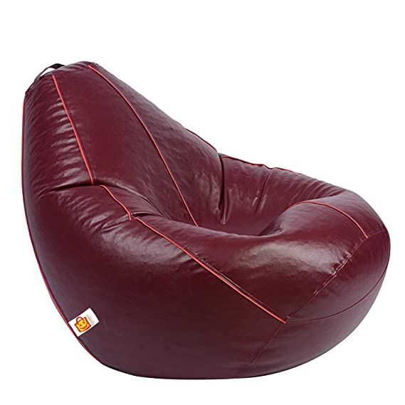 Kushuvi Classic Tear-Drop Shape Bean Bag Cover (Maroon_Pink_Piping)