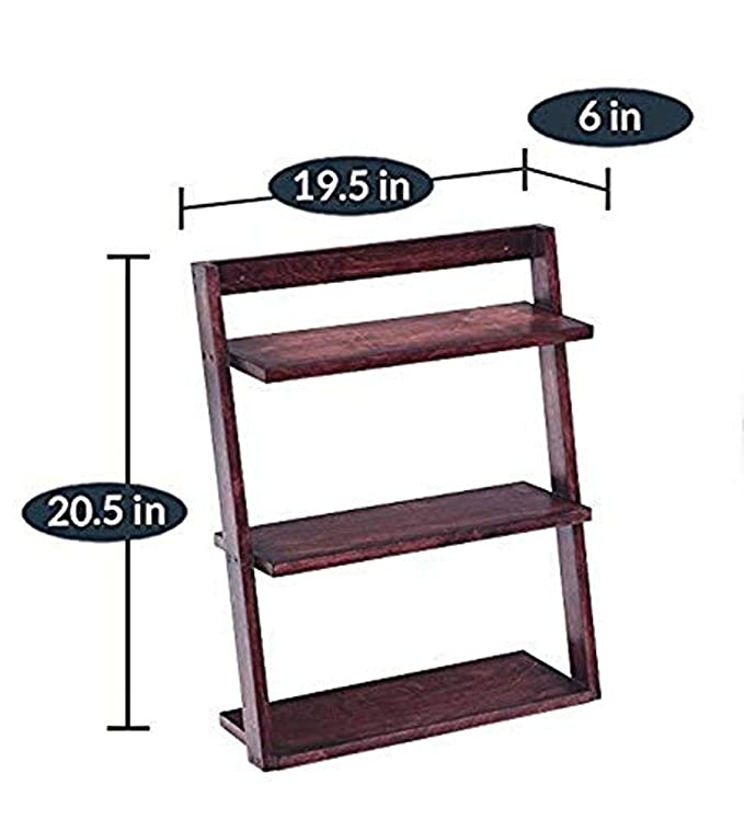 Lycka Birch Wood Wall Mounted 3 Tier Ladder Shelf