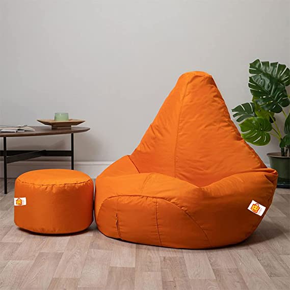 Kushuvi Faux Leather Bean Bag With Beans & Footrest