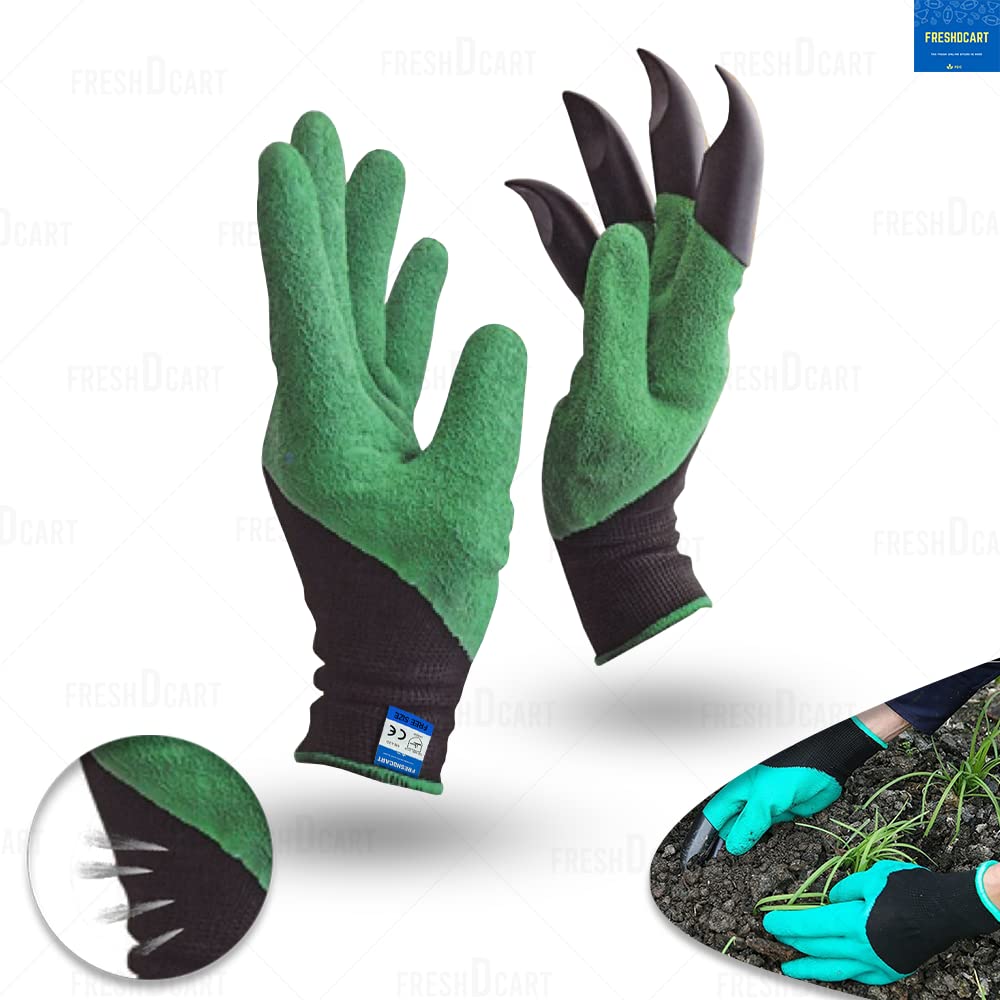 FreshDcart Gardening Gloves (With ABS digging claws on Right Hand, Free-Size)