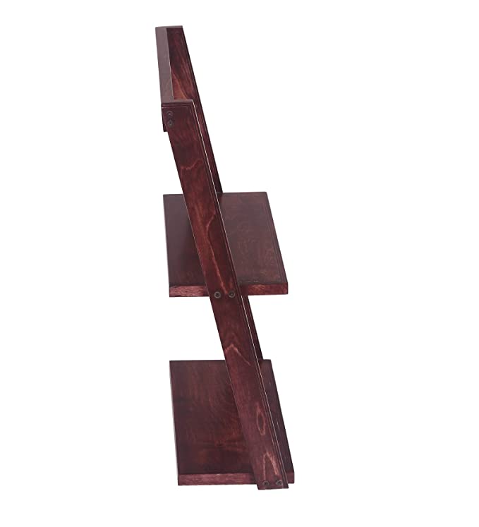 Lycka Birch Wood Wall Mounted 2 Tier Ladder Shelf