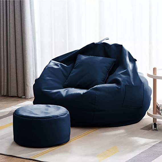 Kushuvi XXXXL Bean Bag with Footrest & Cushion (Faux Leather) With Beans