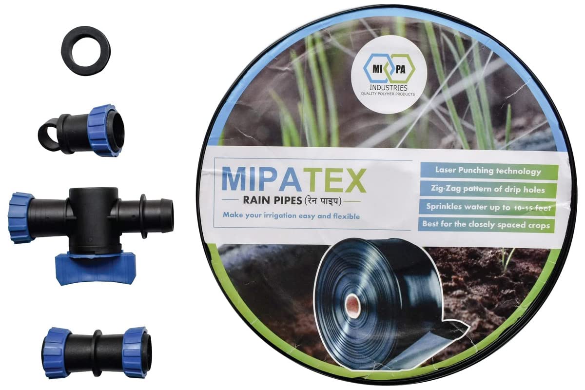 Mipatex Rain Hose Pipe With Male Adapter, Joiner, End Cap and Valve (100 Meter)