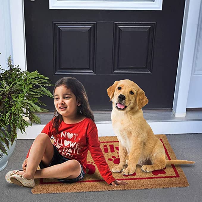 Mats Avenue Rubber Backed Family Theme Coir Door Mat Multi Color (40x60cm)