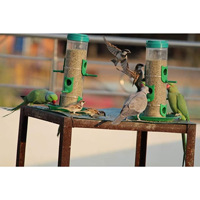 Amijivdaya Bird Feeder With Wall Mount Stand (Blue)