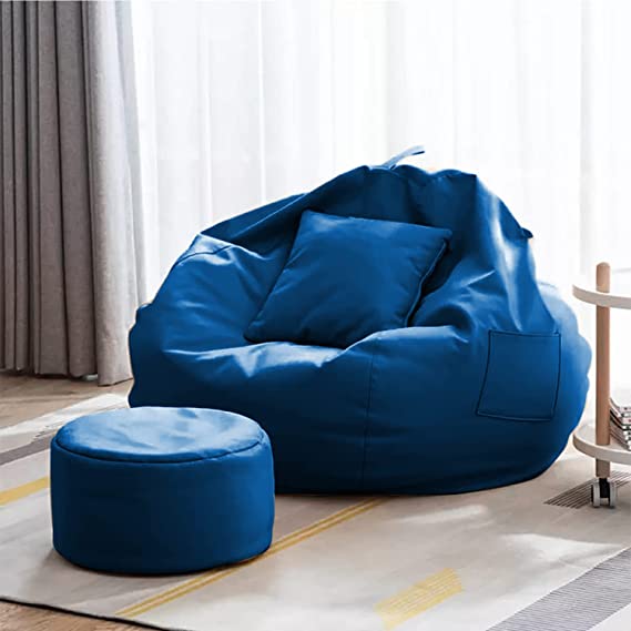 Kushuvi 4XL Bean Bag with Footrest & Cushion (Faux Leather) With Beans