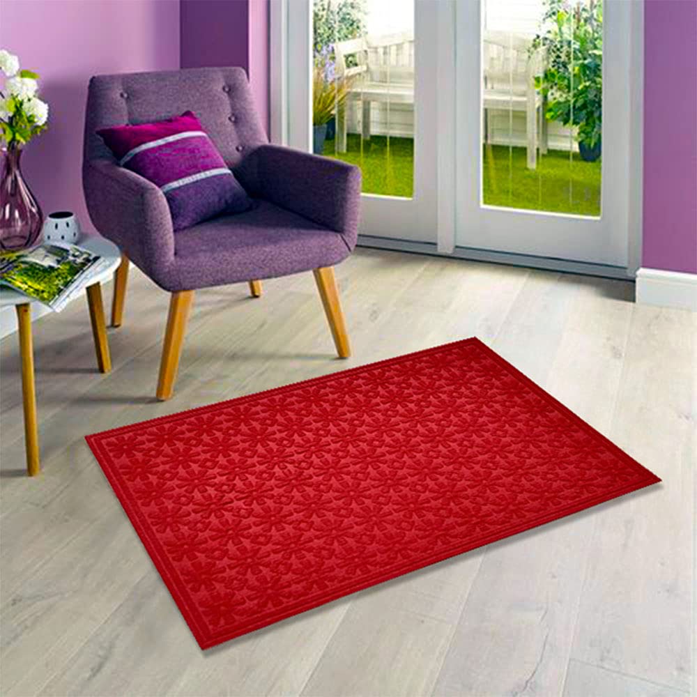 Mats Avenue Two Heavy Duty Light Weight Flexible Rubber and PP Doormats (40x60cm), Vibrant Red and Chocolate