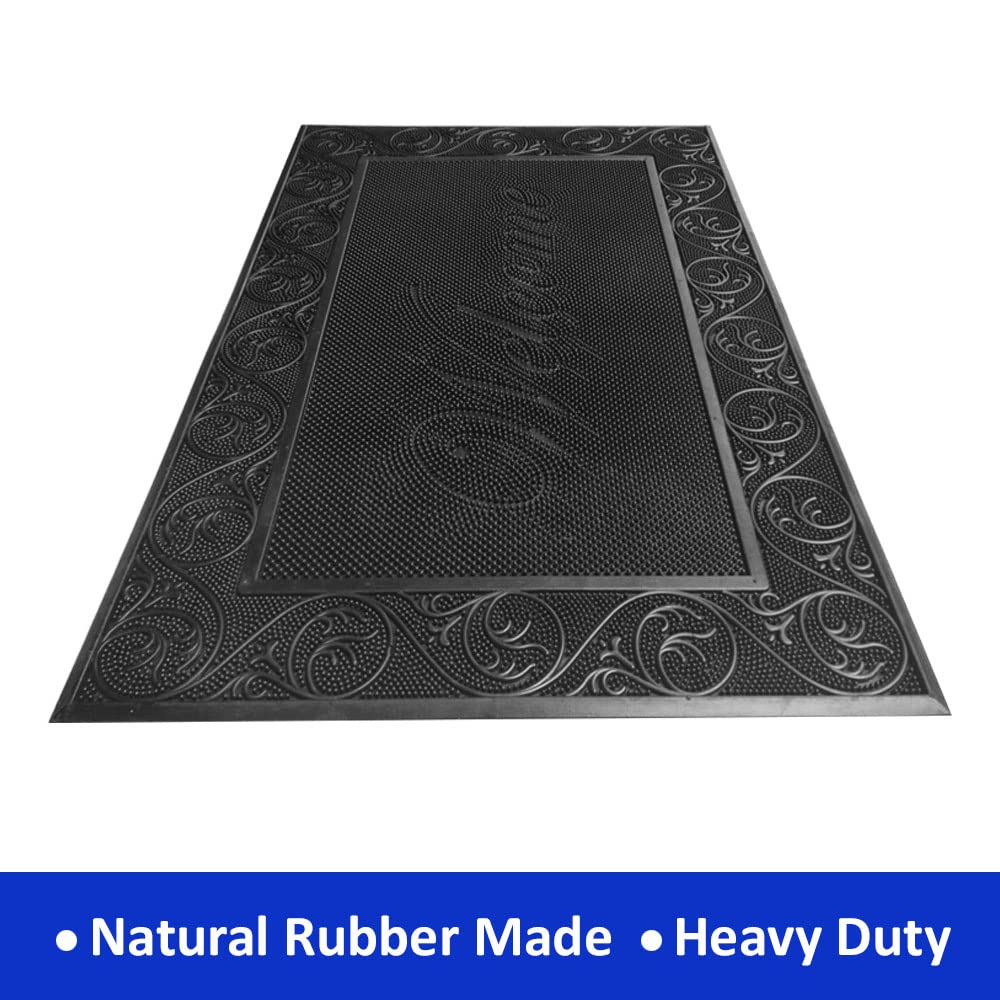 Mats Avenue Rubber Molded Rubber Pin Mat Welcome Theme (60x90cm), Black