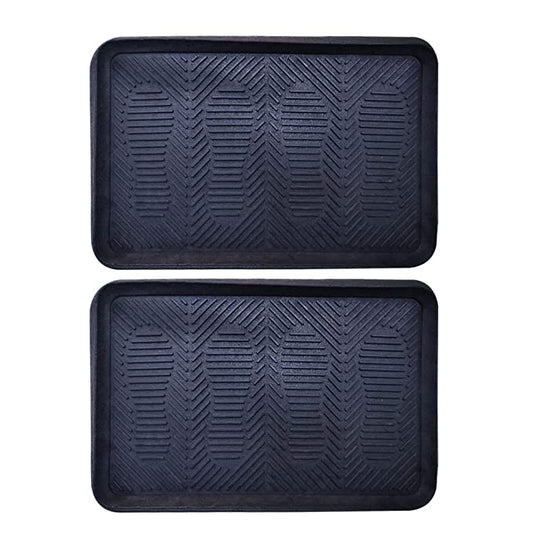 Mats Avenue Two Multi-Purpose Rubber Boot Tray Mats (40x60cm), Black