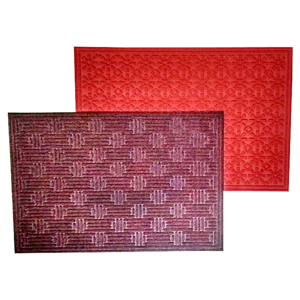 Mats Avenue Two Heavy Duty Light Weight Flexible Rubber and PP Doormats (40x60cm), Vibrant Red and Chocolate