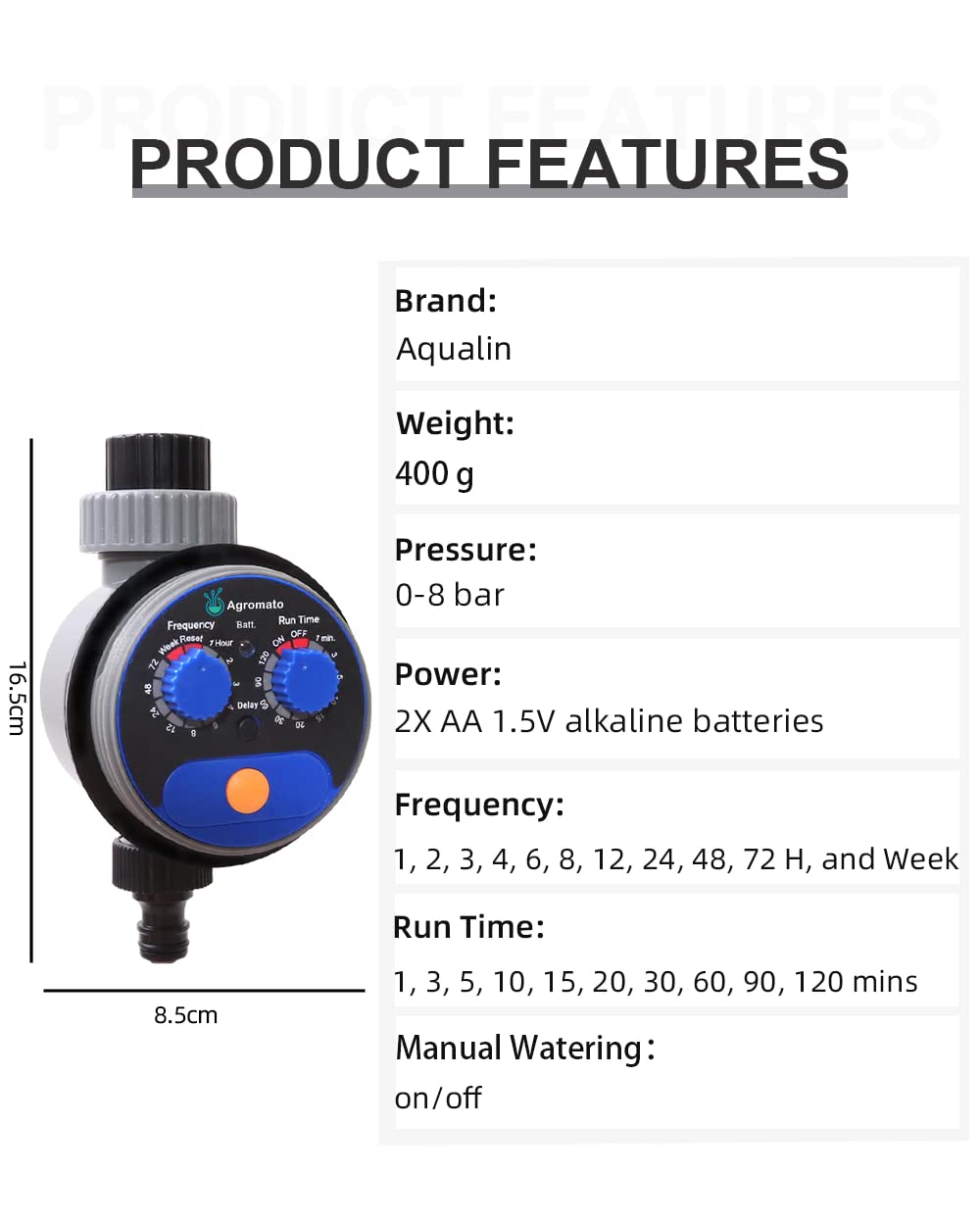 Aqualin Automatic Drip Irrigation Timer (Batteries Included)