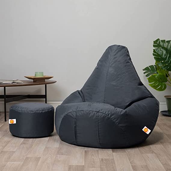 Kushuvi Bean Bag Filled With Beans & Stool (Faux Leather)