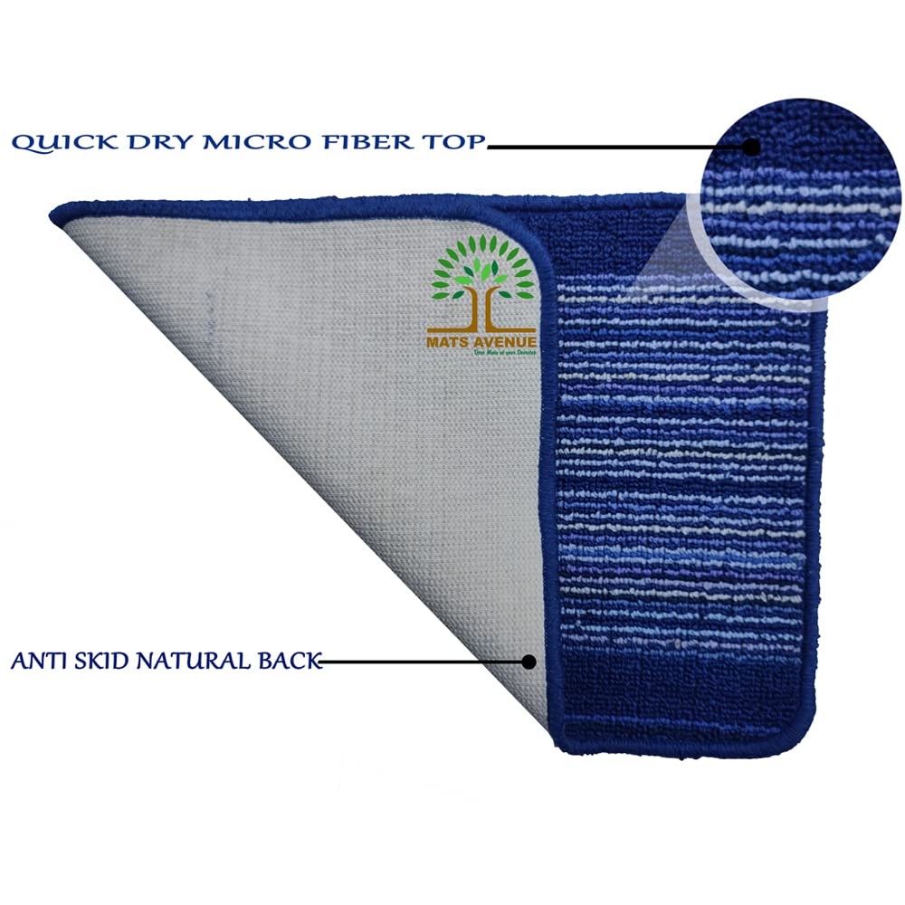 Mats Avenue Super Absorbent Anti Slip Blue Stripes Microfiber Mat (40x60cm)