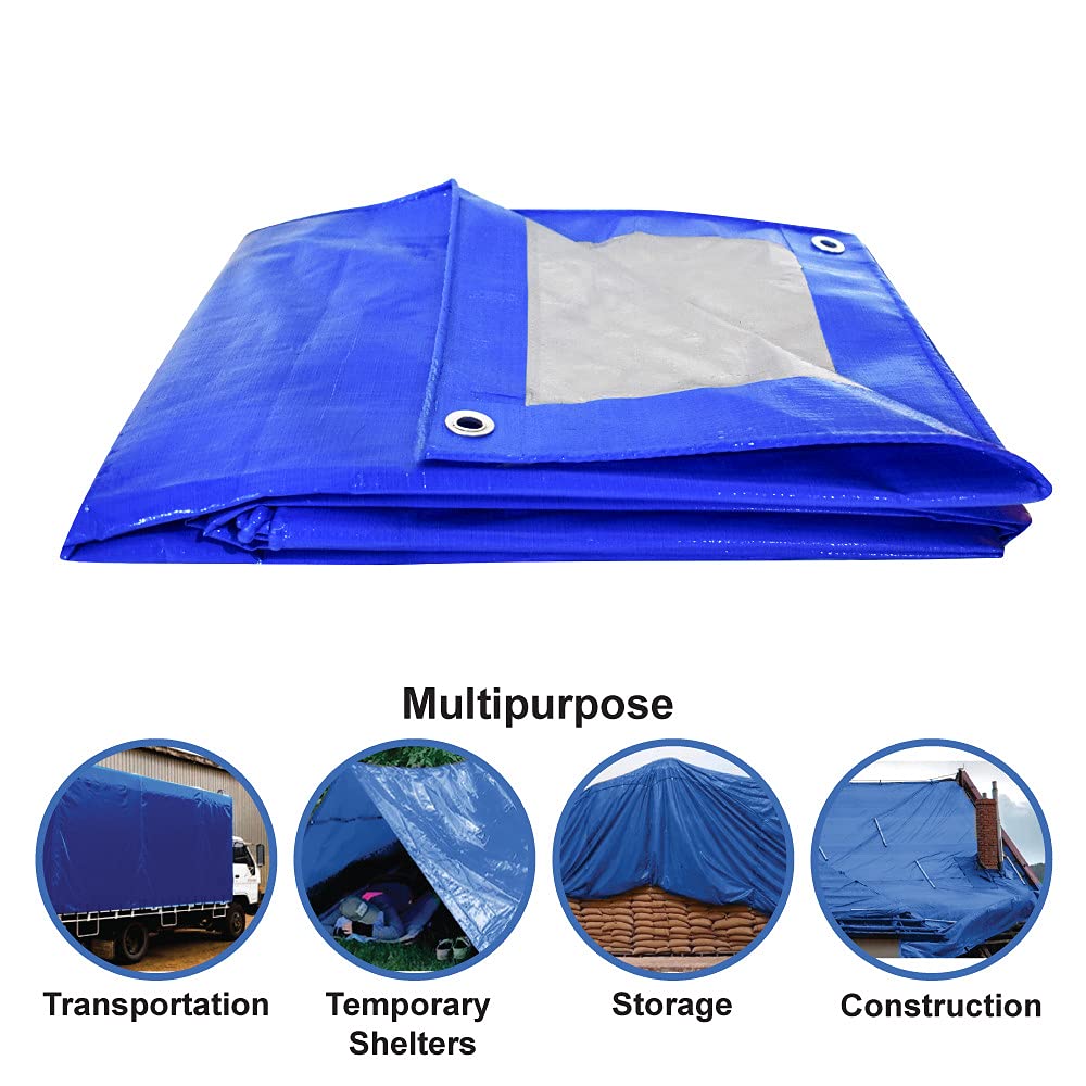 Mipatex Tarapaulin Sheet (3 Feet, 200 GSM, Blue/Silver)