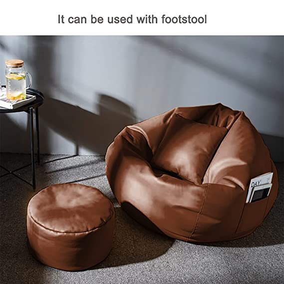 Kushuvi XXXXL Bean Bag with Footrest & Cushion (Faux Leather) With Beans