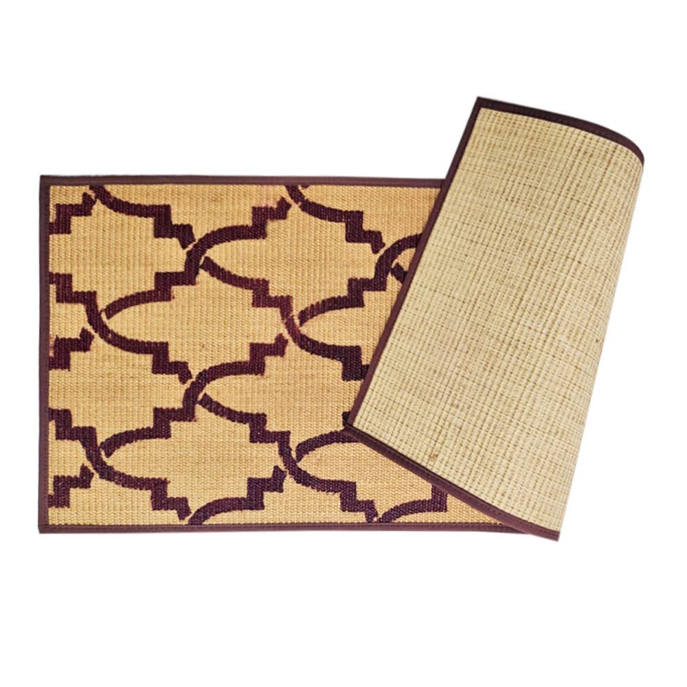 Mats Avenue Hand Printed Geometric Jute Carpet/Rug with Cotton Border (40x90 cm)