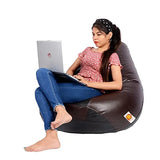 Kushuvi XXXL Bean Bag Chair Filled With Beans (Black - Brown)