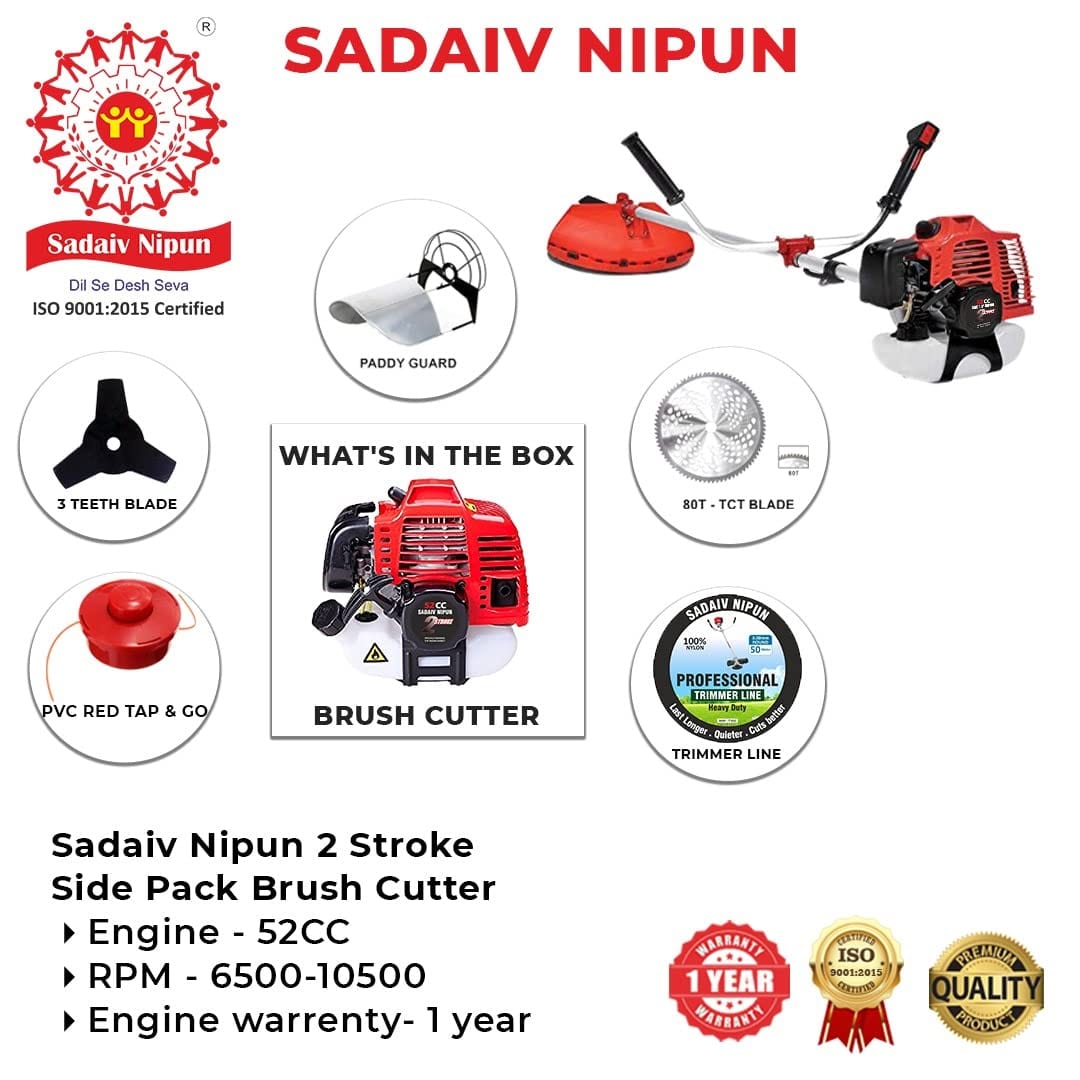 SNE Heavy Duty 52cc 2-Strock Brush Cutter With All Attachment (Side Pack)