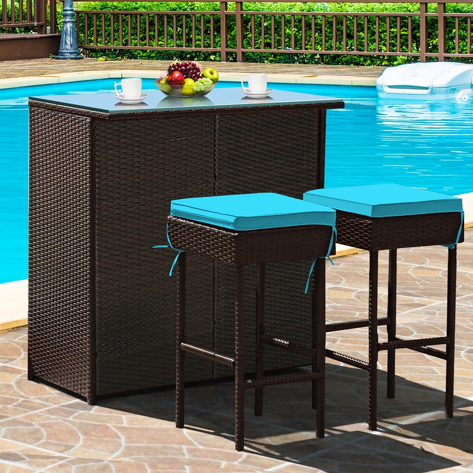 Dreamline Outdoor Bar Sets/Garden Patio Bar Sets 1+2 2 Chairs And Table Set (Balcony Bar, Dark Brown)