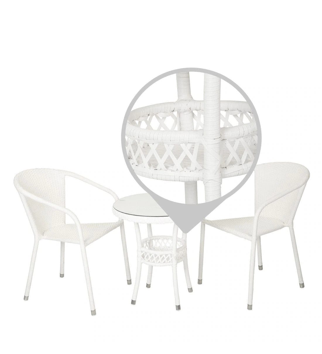 Dreamline Outdoor Furniture Garden Patio Coffee Table Set - 2 Chairs And Table Set (White)