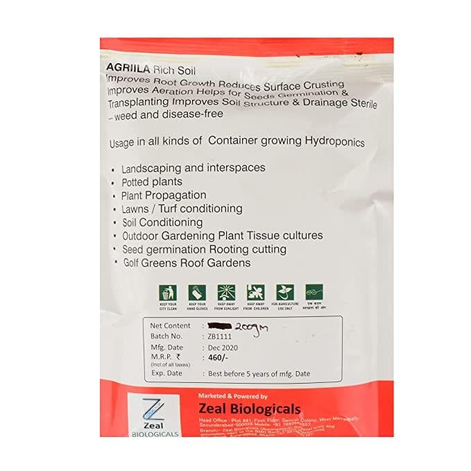 Zeal Biologicals Agrilla Potting Mix Soil (500 g, Powder)