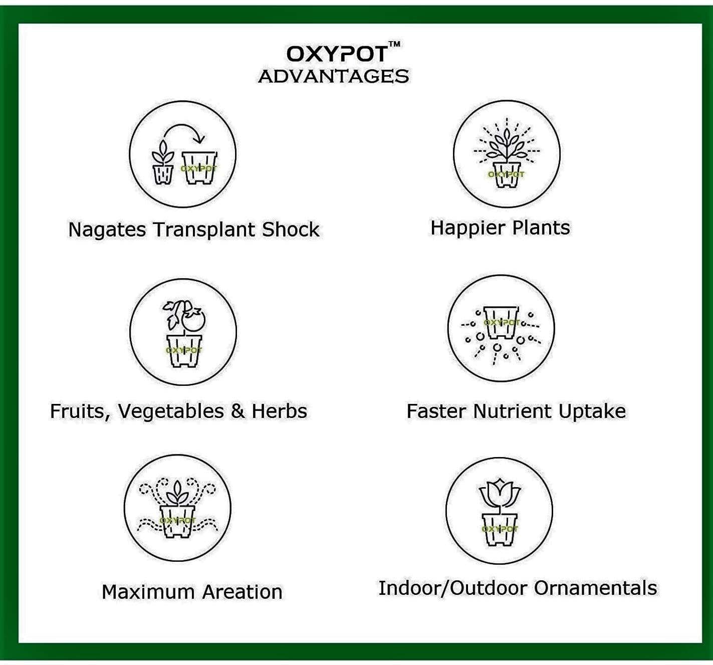 Oxypot 350 GSM Geo Fabric Grow Bags (12x6 Inches)- Pack of 5