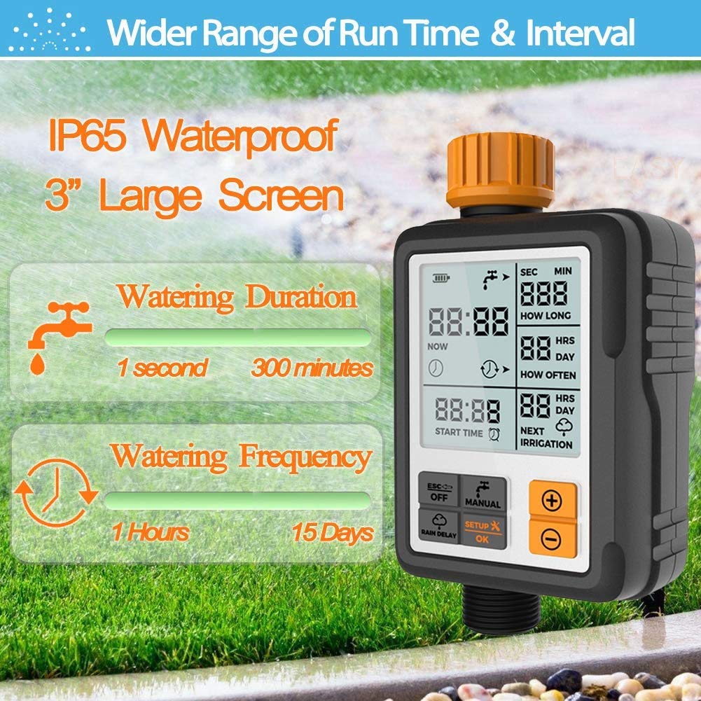 Pinolex Drip Irrigation Watering Timer & Controller (With 3inch Large Screen)