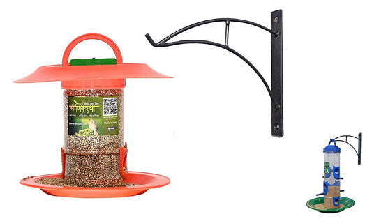 Amijivdaya Bird Feeder With Wall Mount Metal Stand (Small)