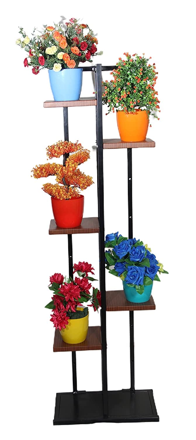 Akura 5 Tier Metal Planter Stand (Wooden Finish)