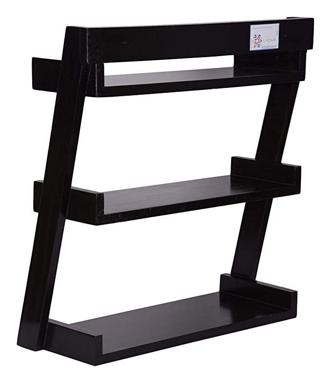 Lycka Birch Wood Wall Mounted 3 Tier Ladder Shelf