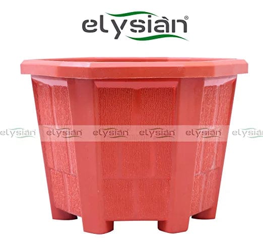 Elysian Heavy Duty Hexagonal Shape Plastic Pot (15 cms), Brown