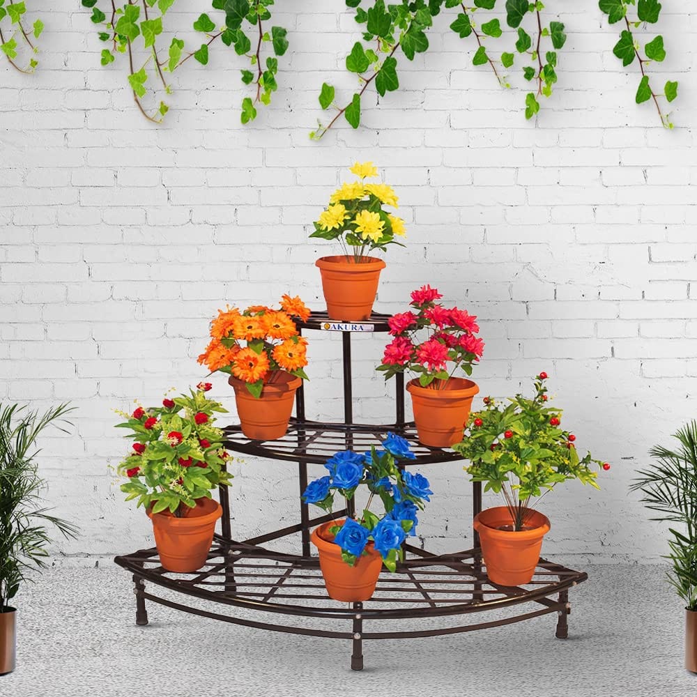 Akura Corner Metal Planter Stand