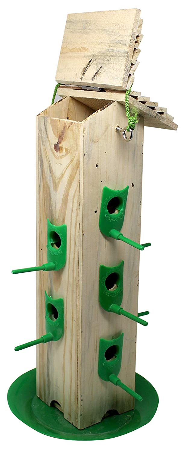 Amijivdaya Pine Wood Hanging Bird Feeder (10 Nozzles)