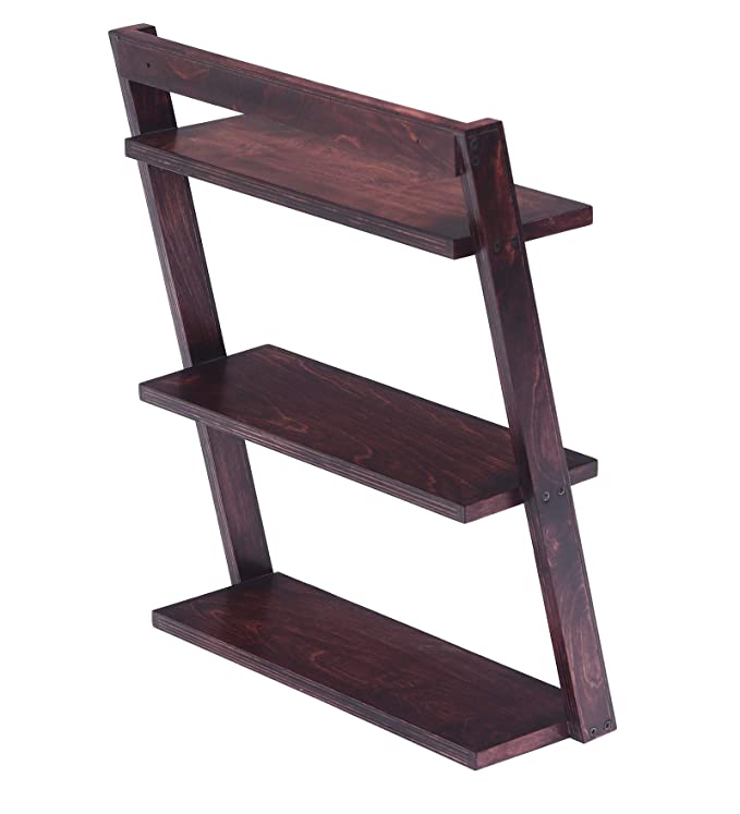 Lycka Birch Wood Wall Mounted 3 Tier Ladder Shelf