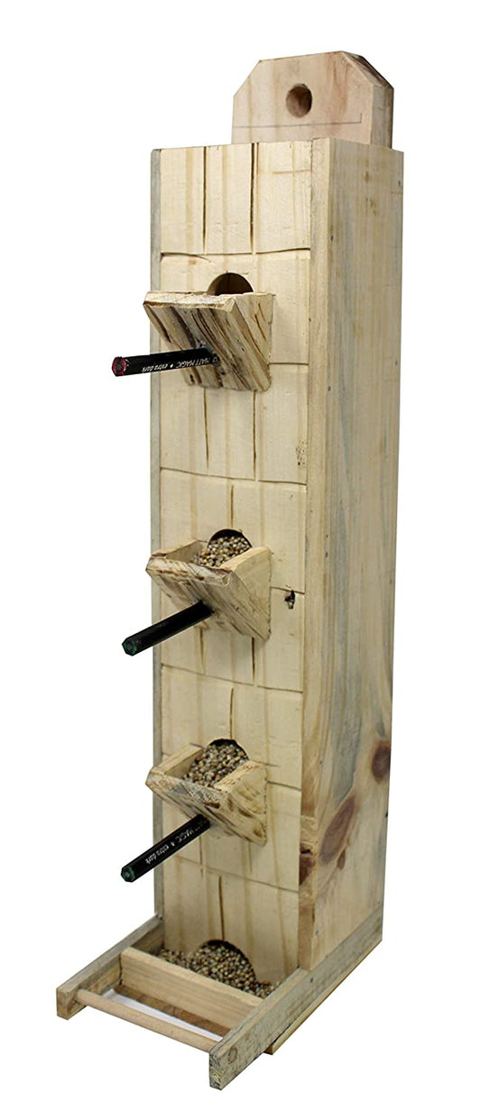 Amijivdaya Wooden Wall Mount Bird Food Feeder